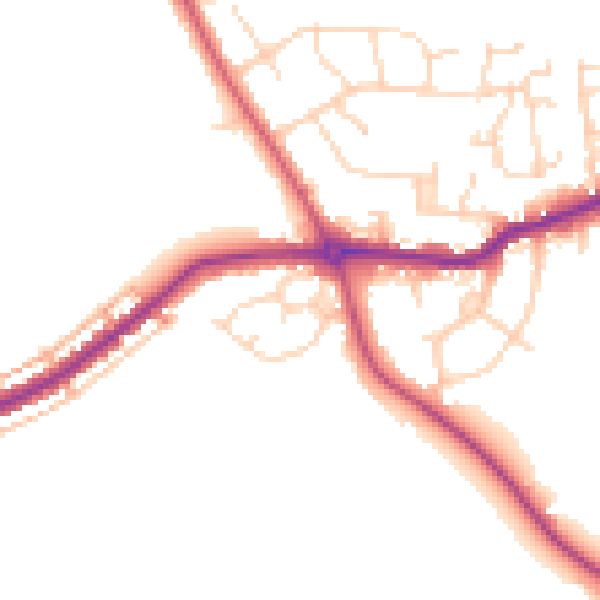 Daytime road noise heatmap for S42 5UJ