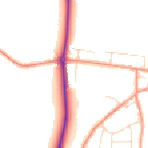 Daytime road noise heatmap for S42 6DT