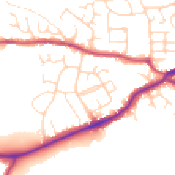 Daytime road noise heatmap for S43 1AT