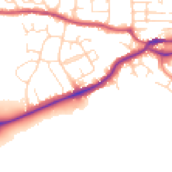 Daytime road noise heatmap for S43 1BJ