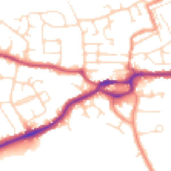 Daytime road noise heatmap for S43 1BP