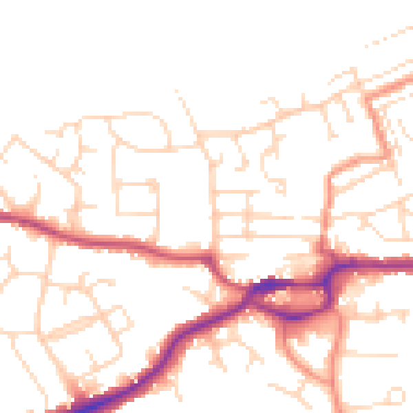 Daytime road noise heatmap for S43 1EU