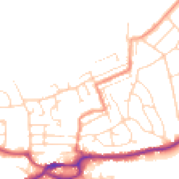Daytime road noise heatmap for S43 1JB
