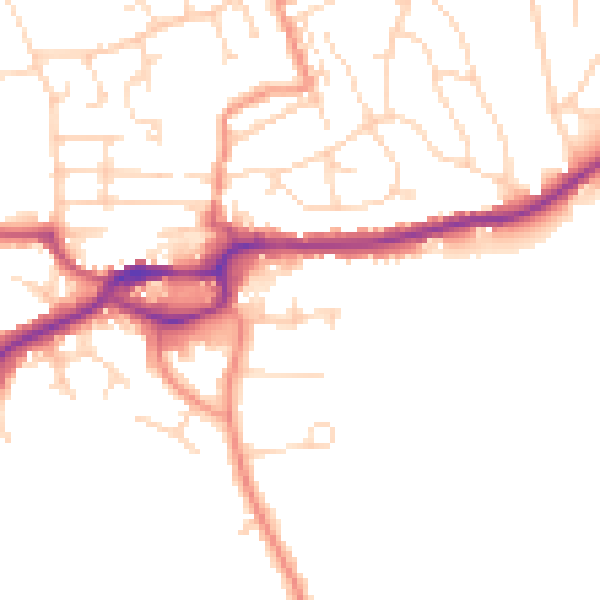 Daytime road noise heatmap for S43 1NY