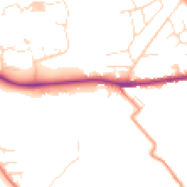 Daytime road noise heatmap for S44 5AE