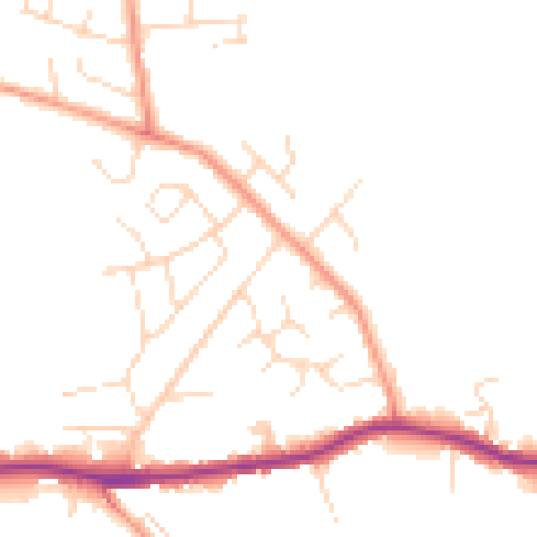 Daytime road noise heatmap for S44 5AJ