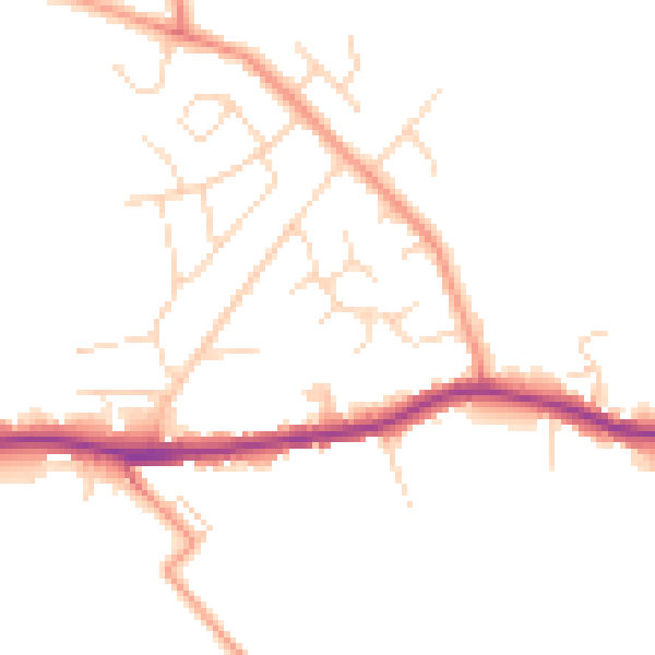 Daytime road noise heatmap for S44 5AW