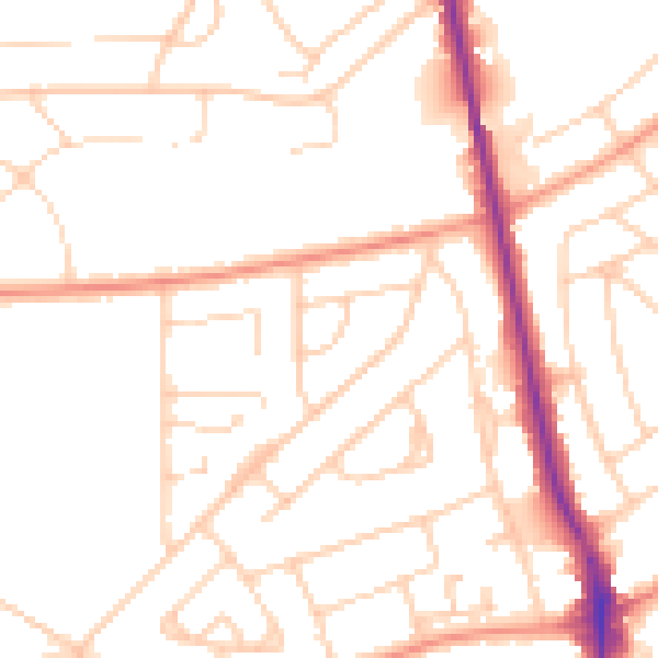 Daytime road noise heatmap for S5 7WB