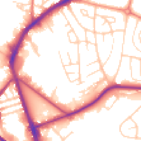 Daytime road noise heatmap for S5 8NU