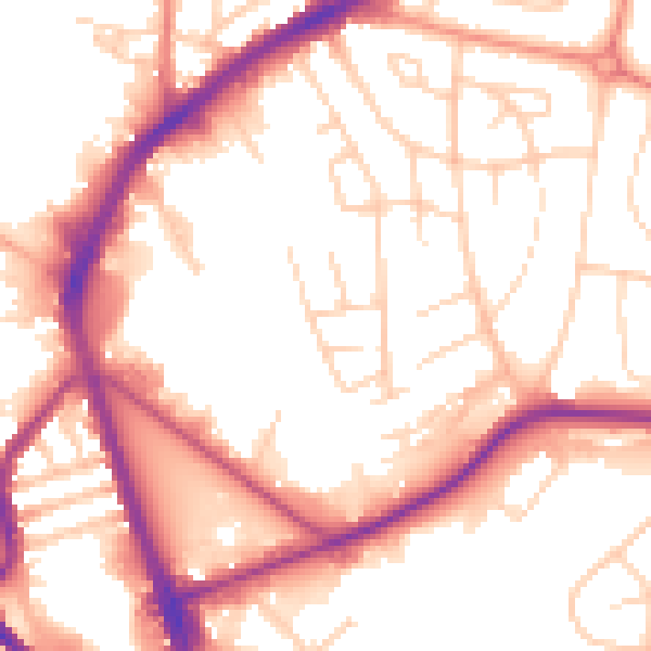 Daytime road noise heatmap for S5 8NW