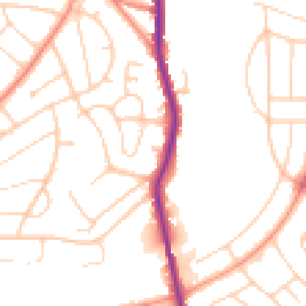 Daytime road noise heatmap for S5 9FZ