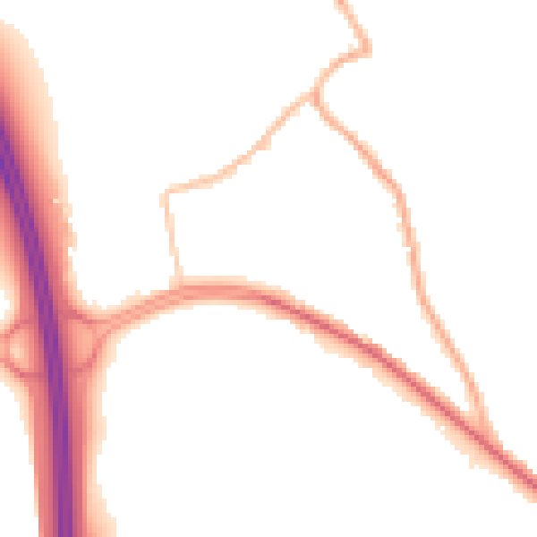 Night-time road noise heatmap for S61 2FL