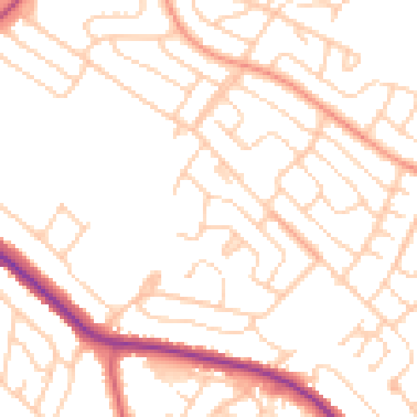 Daytime road noise heatmap for S61 3PZ