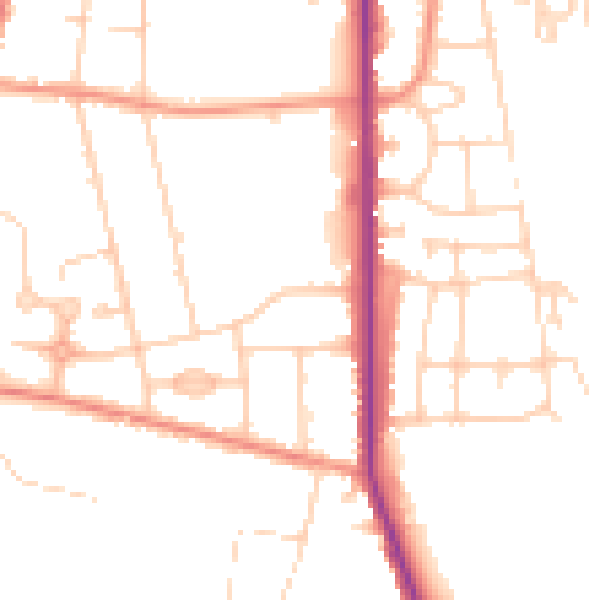 Daytime road noise heatmap for S63 7JB