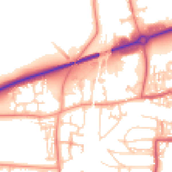 Daytime road noise heatmap for S63 9NZ