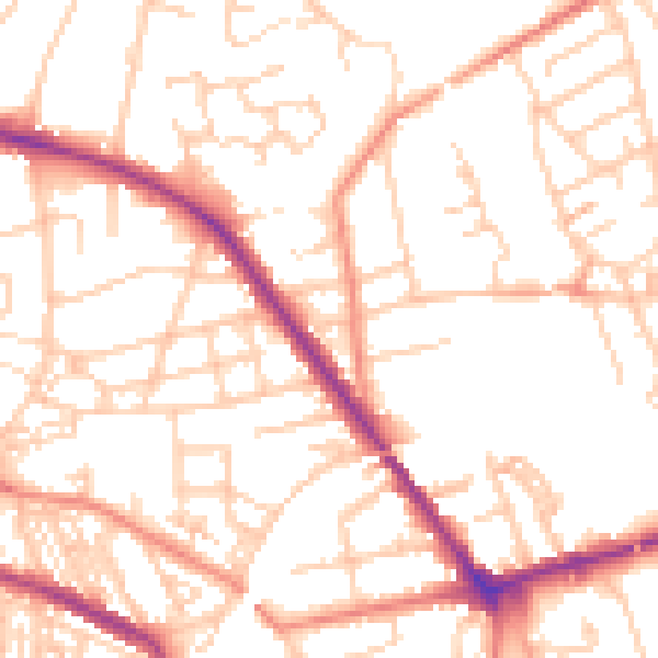 Daytime road noise heatmap for S75 1AW