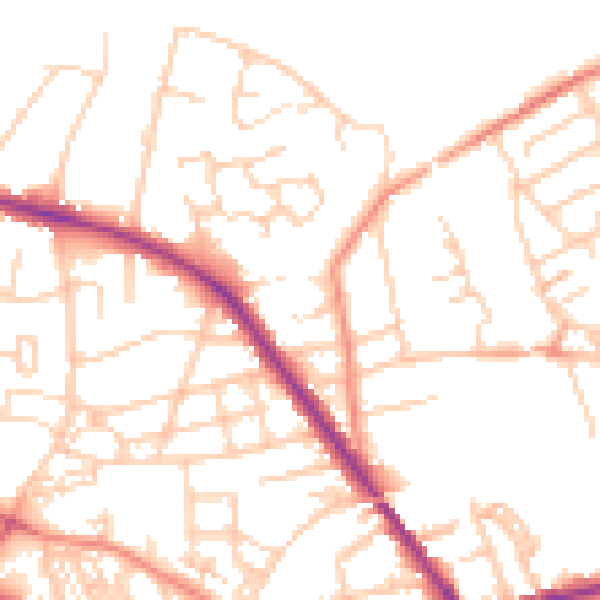 Daytime road noise heatmap for S75 1BF