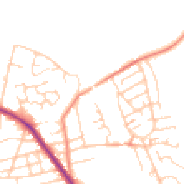 Daytime road noise heatmap for S75 1BQ