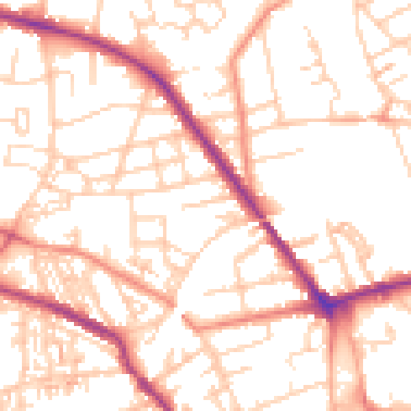 Daytime road noise heatmap for S75 1DJ