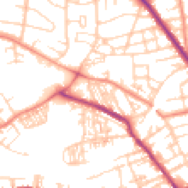 Daytime road noise heatmap for S75 2BA