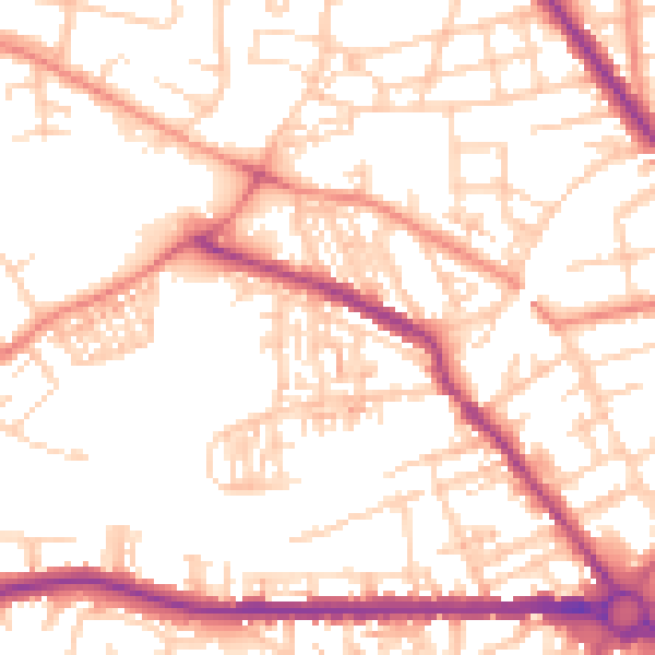 Daytime road noise heatmap for S75 2BQ