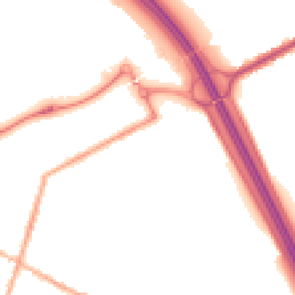 Night-time road noise heatmap for S75 3LH