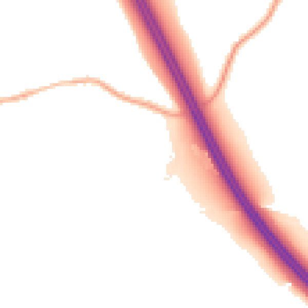 Night-time road noise heatmap for S75 3PW