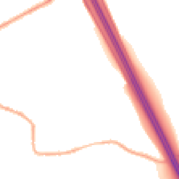 Night-time road noise heatmap for S75 3SY