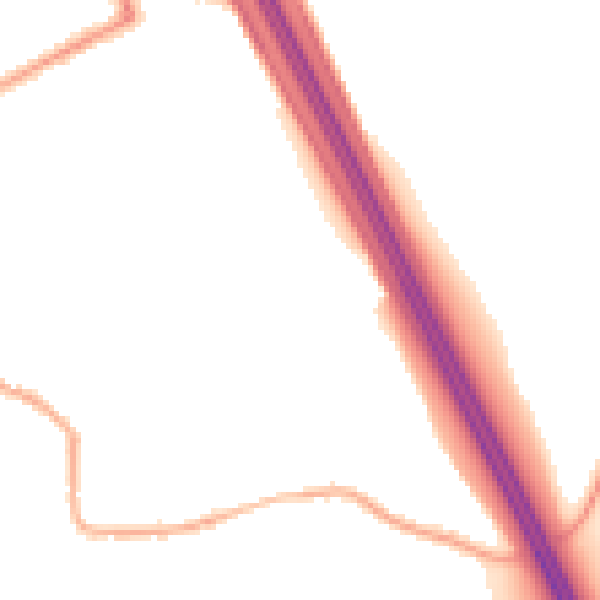 Night-time road noise heatmap for S75 3TL