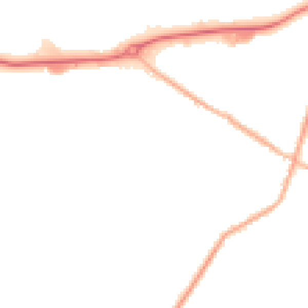 Night-time road noise heatmap for S75 3TT