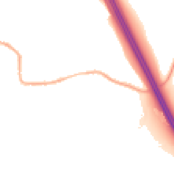 Night-time road noise heatmap for S75 3TU