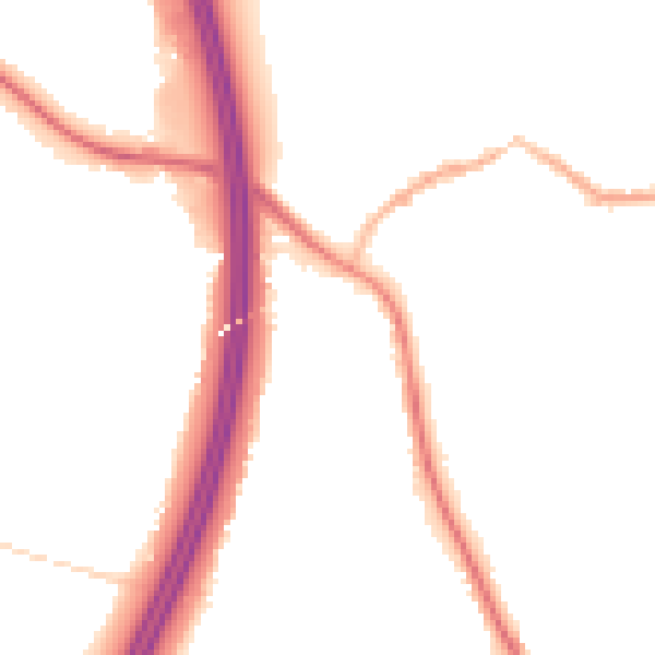 Night-time road noise heatmap for S75 5NL