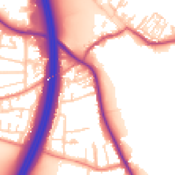 Daytime road noise heatmap for S75 5NW