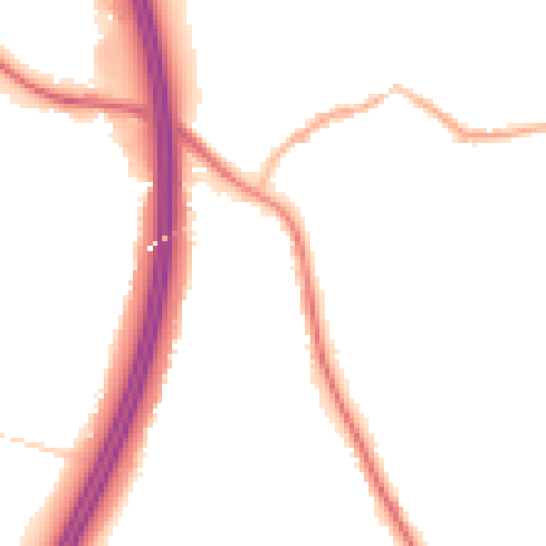 Night-time road noise heatmap for S75 5NW
