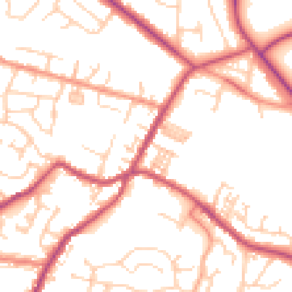 Daytime road noise heatmap for S75 6DG