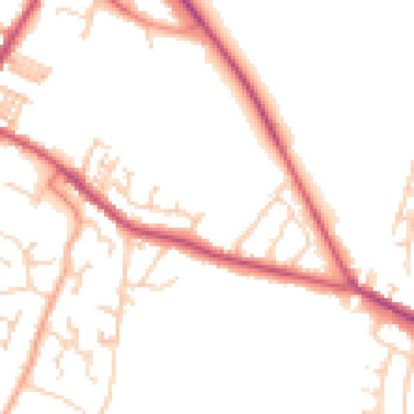 Daytime road noise heatmap for S75 6EA