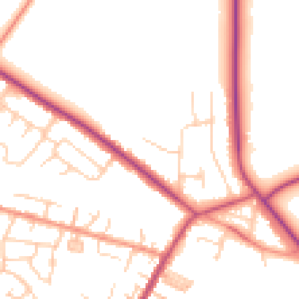 Daytime road noise heatmap for S75 6JQ