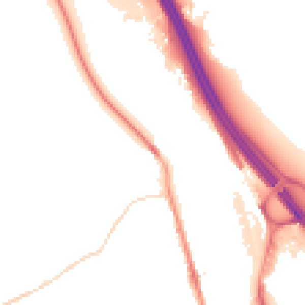 Night-time road noise heatmap for S9 1NW