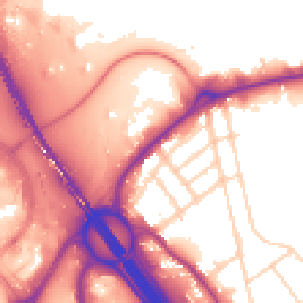 Daytime road noise heatmap for S9 1RQ