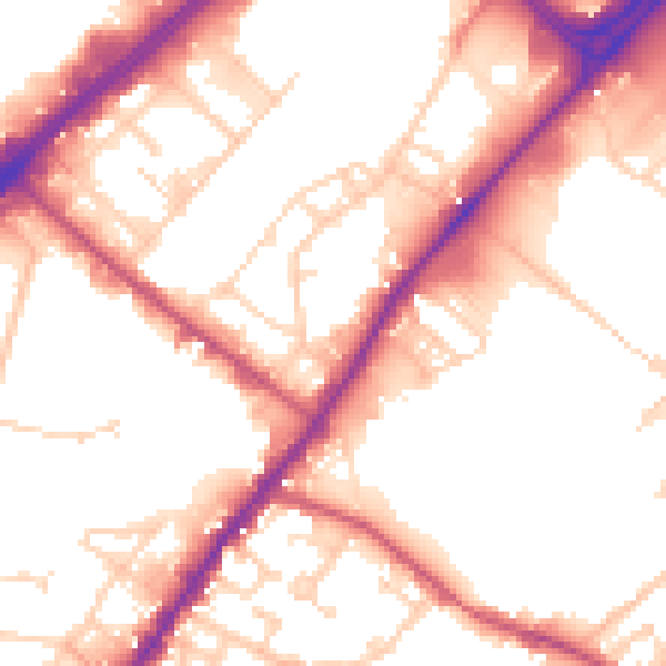 Daytime road noise heatmap for S9 2QA