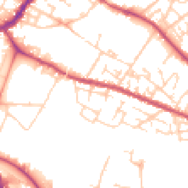 Daytime road noise heatmap for S9 3BB
