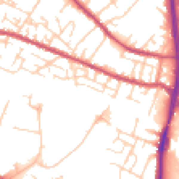 Daytime road noise heatmap for S9 3DG