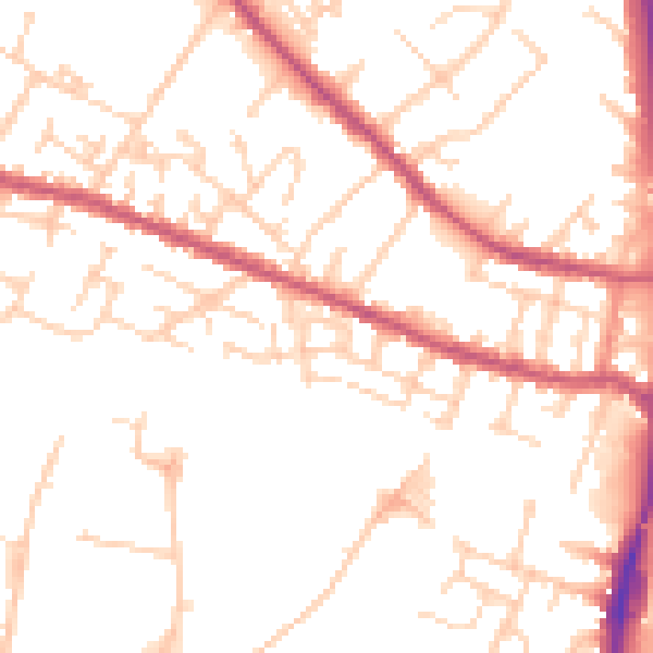 Daytime road noise heatmap for S9 3DJ
