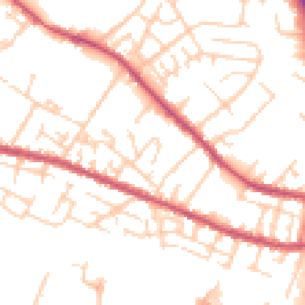 Daytime road noise heatmap for S9 3EB