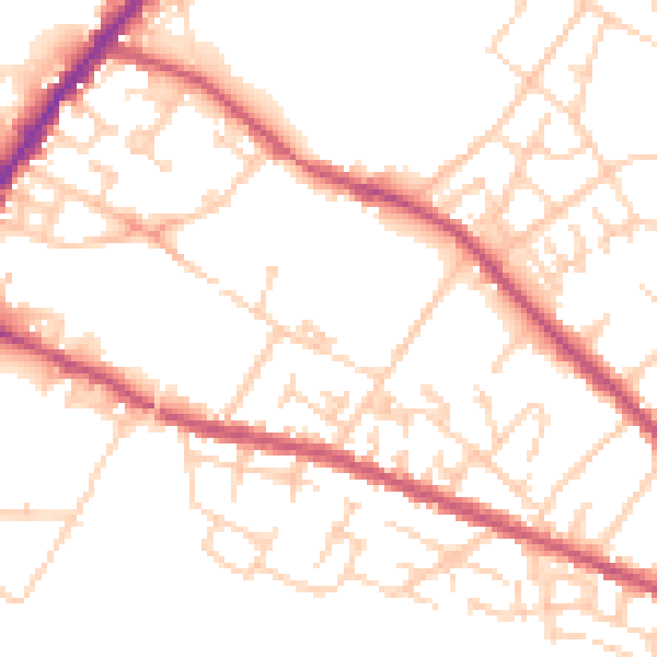 Daytime road noise heatmap for S9 3GD
