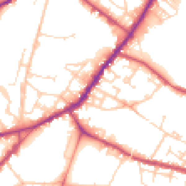 Daytime road noise heatmap for S9 3SJ