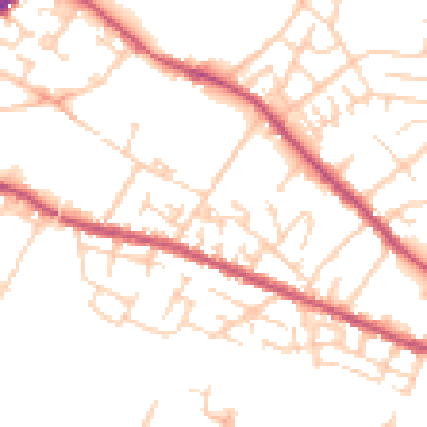Daytime road noise heatmap for S9 3WJ