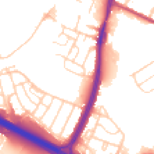 Daytime road noise heatmap for S9 4JA
