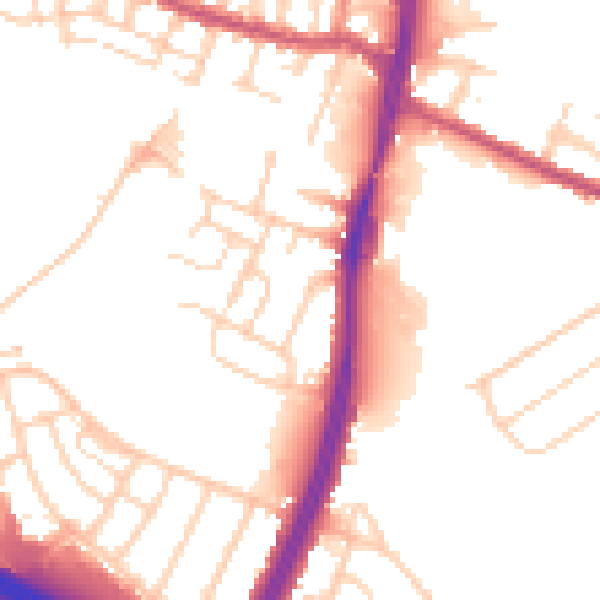 Daytime road noise heatmap for S9 4JF