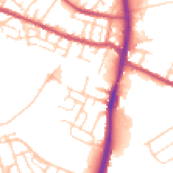 Daytime road noise heatmap for S9 4JN